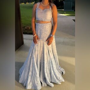 Custom Periwinkle Lengha by Anisha Jain Label